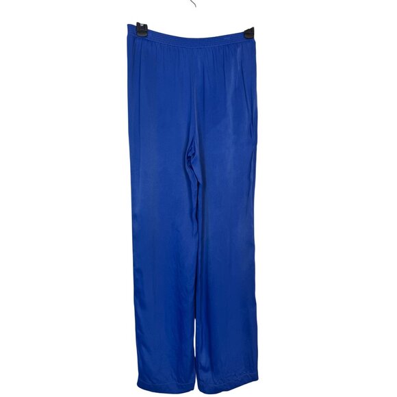 Zara XS Royal Blue Satiny Blend Wide-Leg Pants Elastic Waistband & Front Pockets - Picture 12 of 16